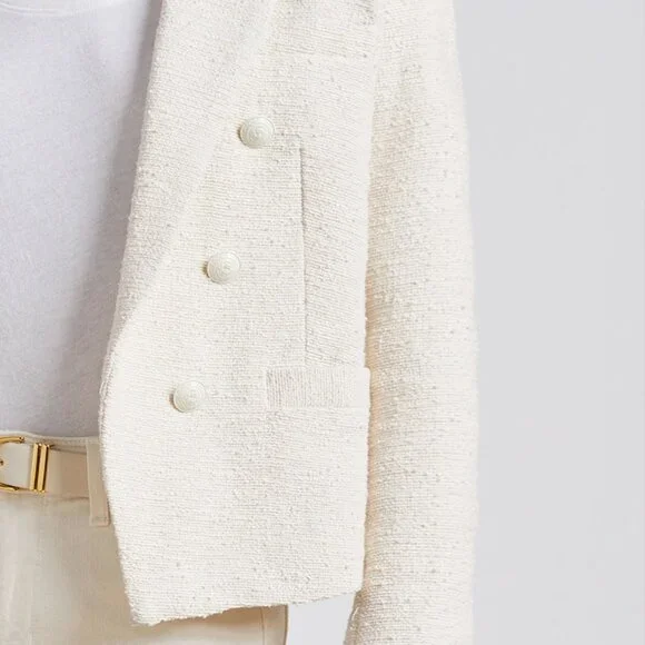 BEST L'AGENCE Brooke Open-Front Blazer Sz2/6 Ecru Cream Ivory Off White - Picture 11 of 14